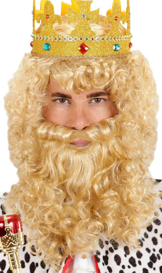 Perruque et Barbe Blonde du Roi Mage