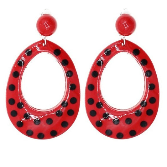Boucles d’oreilles Flamenco Rouge et Noir Ovales