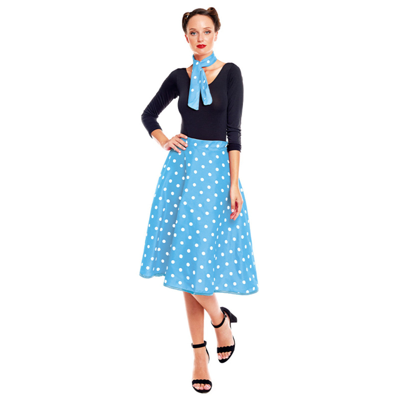 Ensemble Années 50 à Pois Bleus