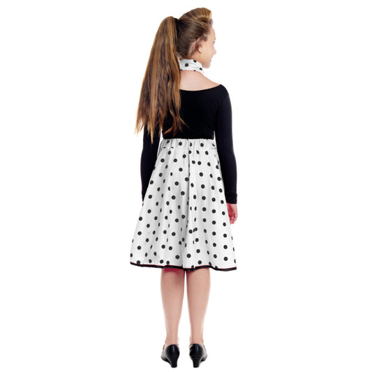 Ensemble Années 50 à Pois Blancs pour fille
