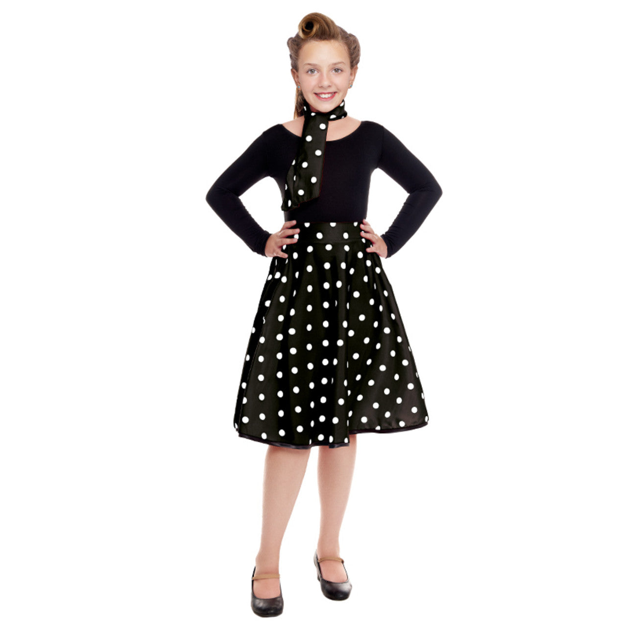 Ensemble Années 50 à Pois Noirs pour fille