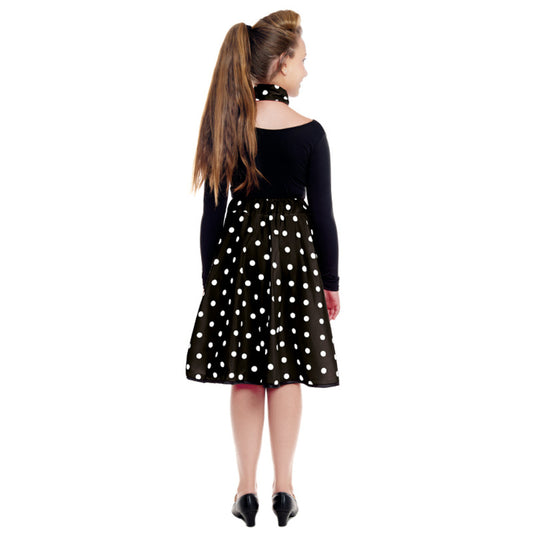 Ensemble Années 50 à Pois Noirs pour fille