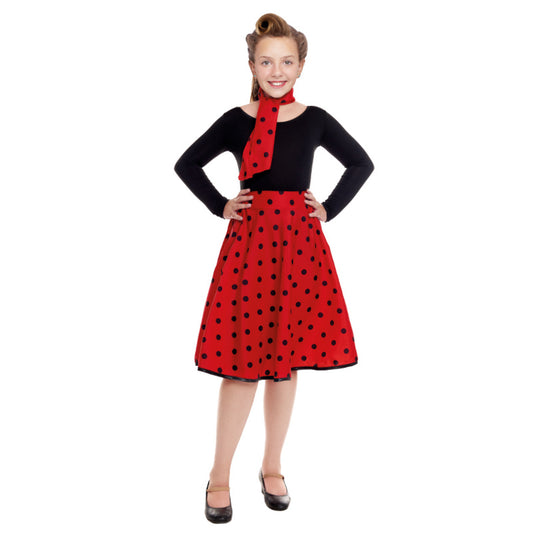 Ensemble Années 50 à Pois Rouges pour fille