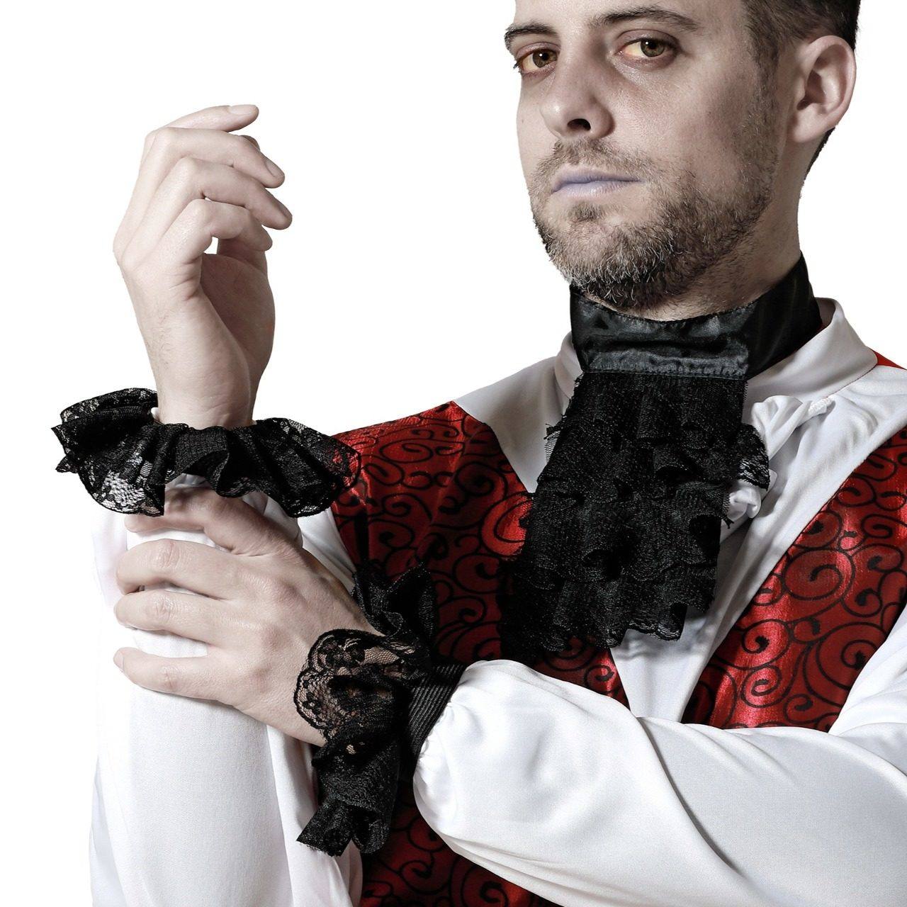 Set de Jabot et Poignets Noir Éco