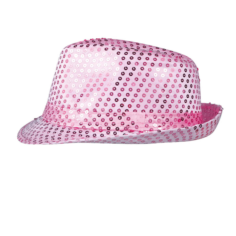 Chapeau de Gangster à Paillettes Roses Éco