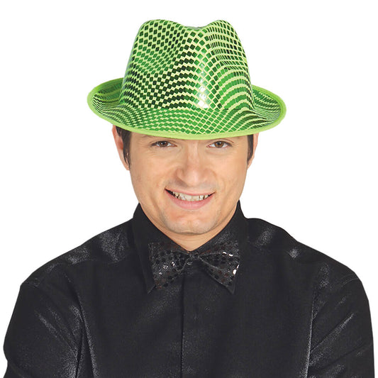 Chapeau Gangster Paillettes Vert