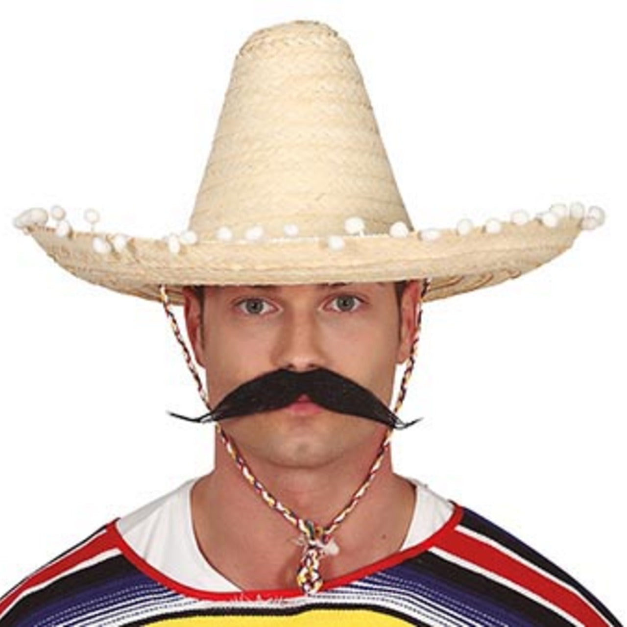 Chapeau Mexicain Noir à Pompons