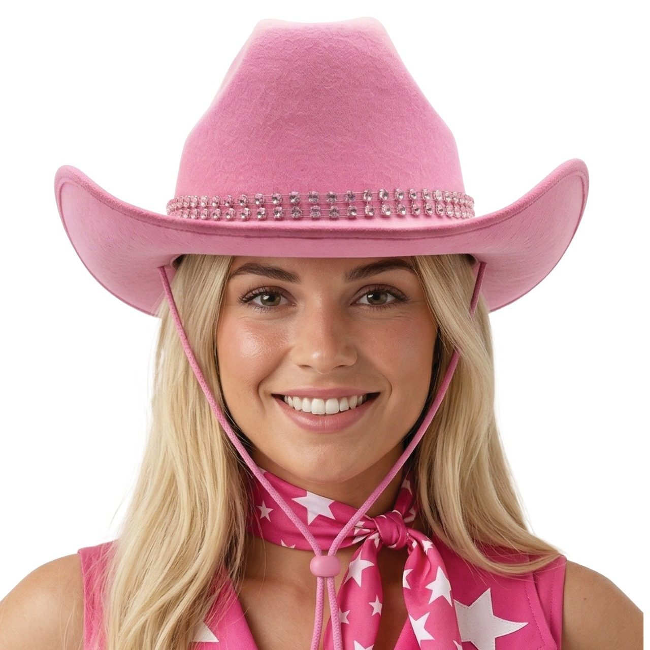 Chapeau de cow-boy rose strass