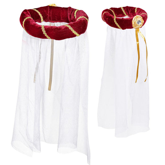 Coiffe Médiévale Grenat avec Voile
