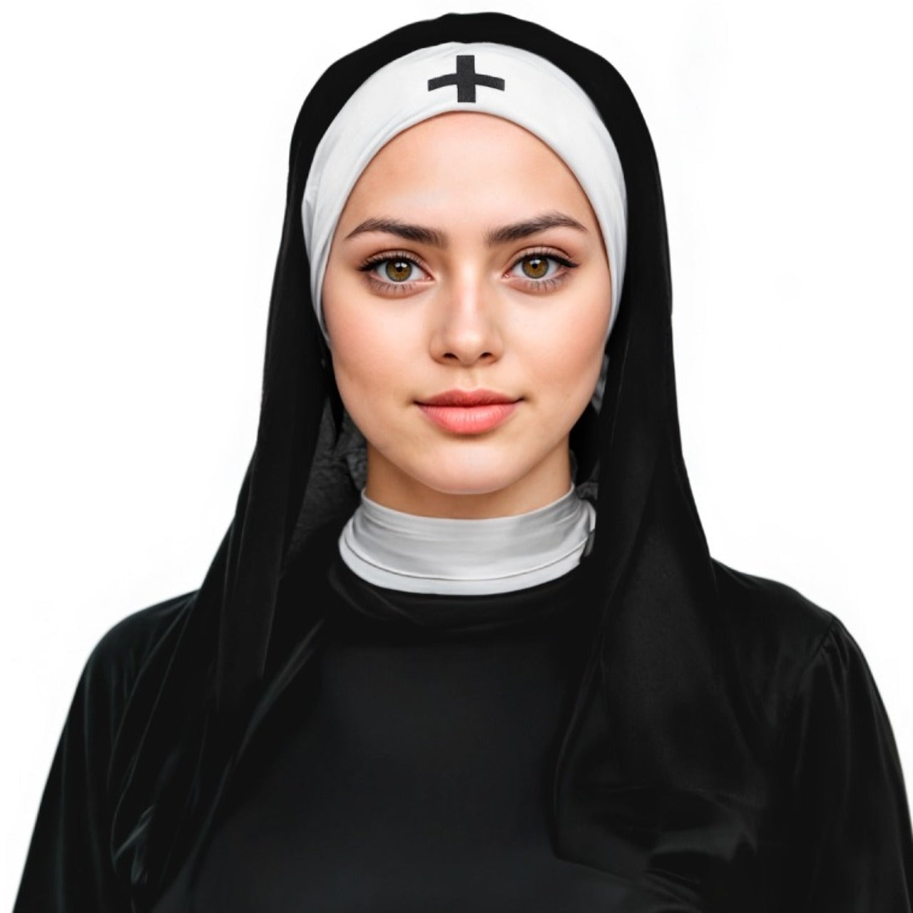 Coiffe de nonne avec croix