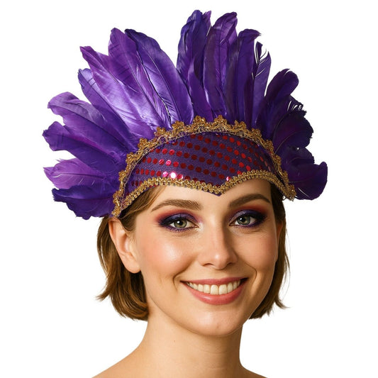 Coiffe en Plumes Lilas Éco