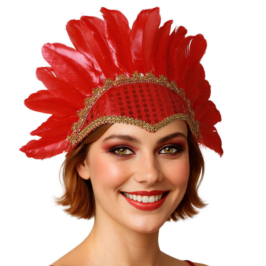 Coiffe en Plumes Rouge Éco
