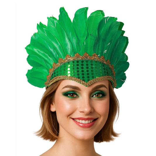 Coiffe en Plumes Vert Éco