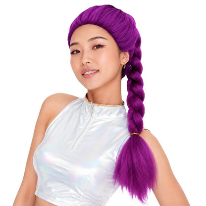 Tresse de Chanteuse K-Pop Lilas avec Élastique