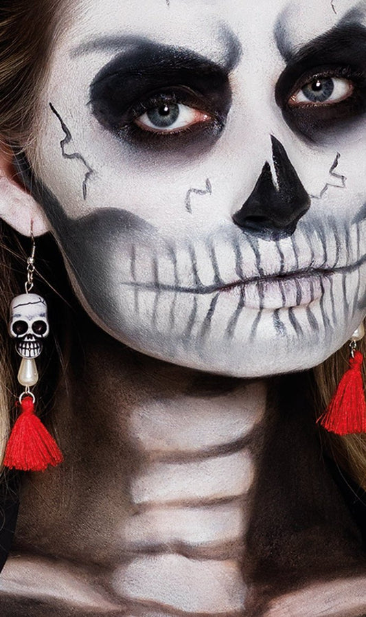 Boucles d'Oreilles Tête de Mort Franges