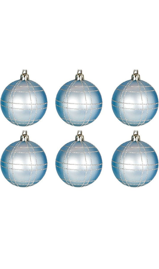 6 Boules Noël Bleues Décorées