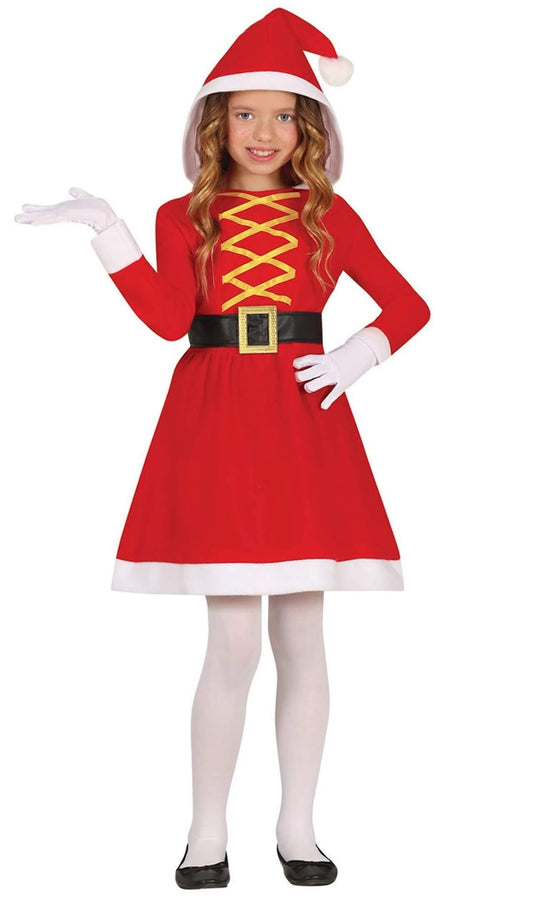 Déguisement Mère Noël avec Capuche pour fille