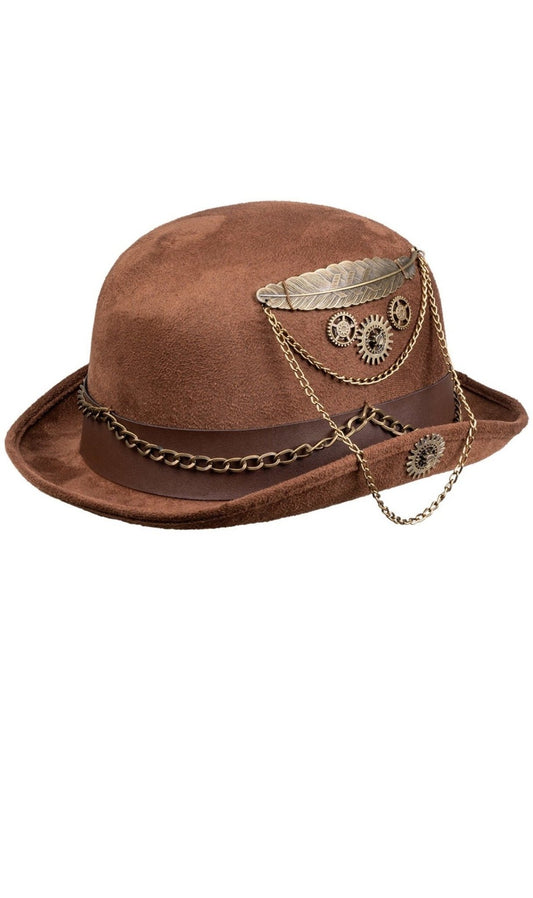 Chapeau Melon Steampunk Marron