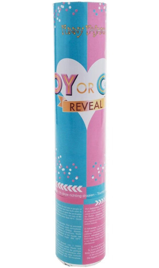 Canon à confettis gender reveal bébé rose 20cm