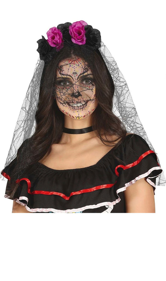 Serre-tête Catrina lilas avec voile