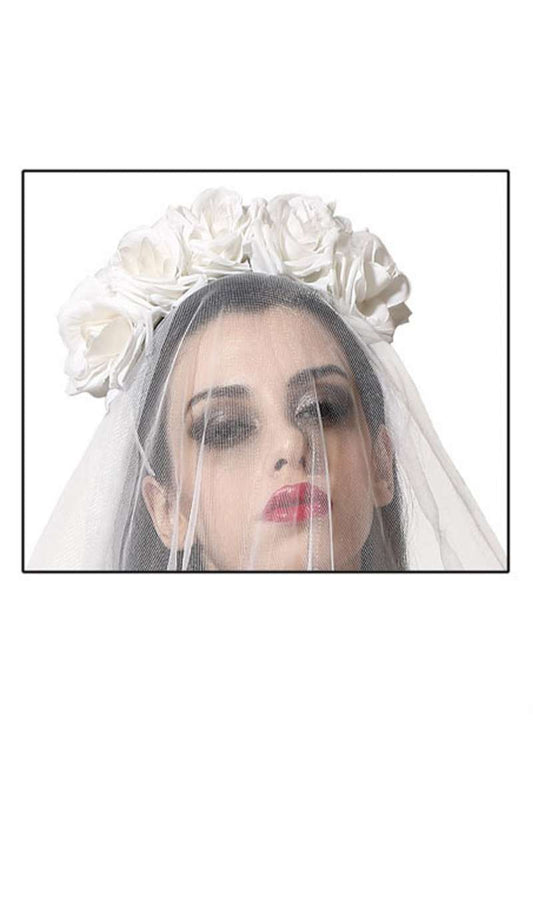 Serre-Tête Mariée Fantôme Voile Blanc