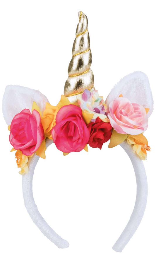 Serre-Tête de Licorne avec des Fleurs