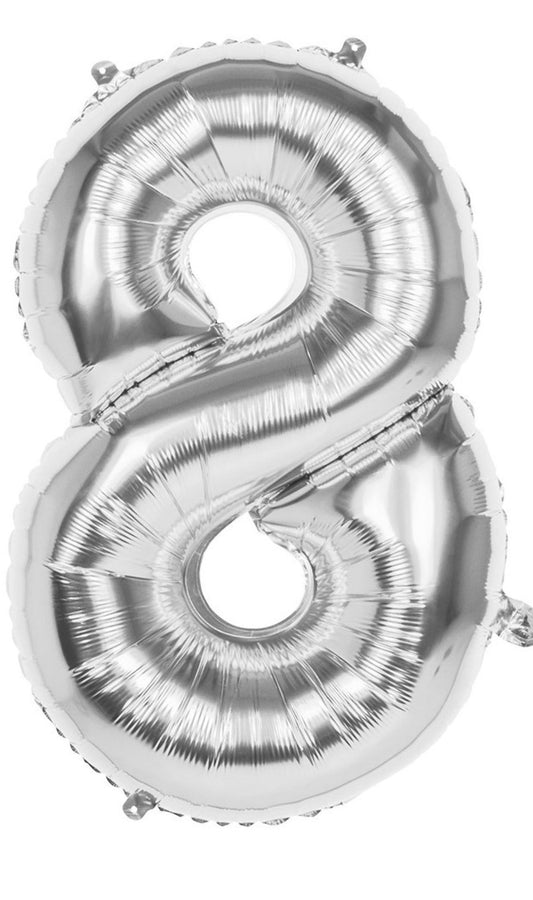 Ballon Chiffre 8 Argent 86cm