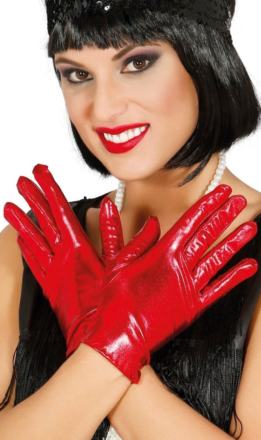 Gants Courts Brillants Rouge