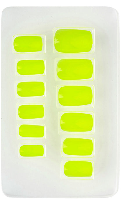 Kit 12 Faux Ongles Jaune Fluorescent