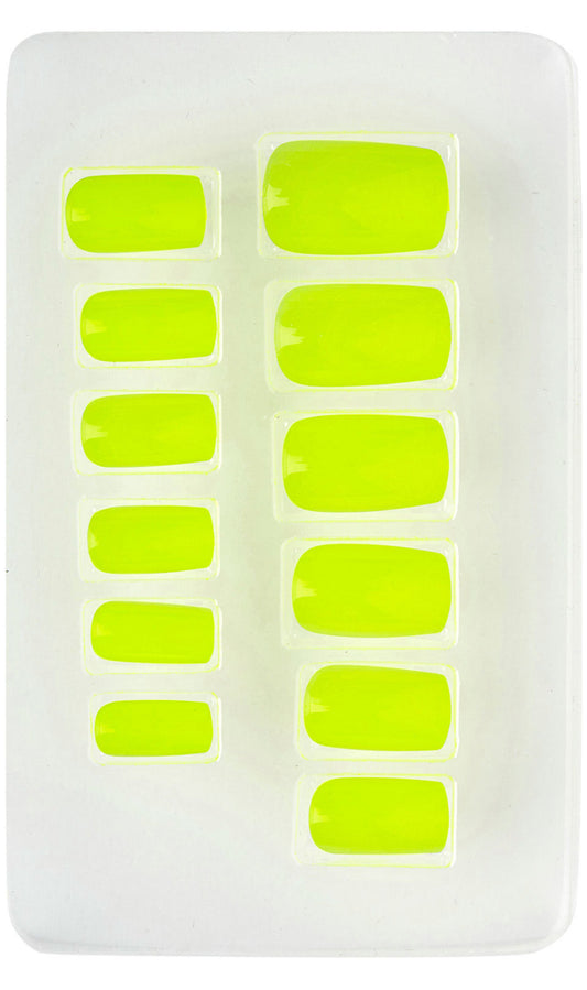 Kit 12 Faux Ongles Jaune Fluorescent