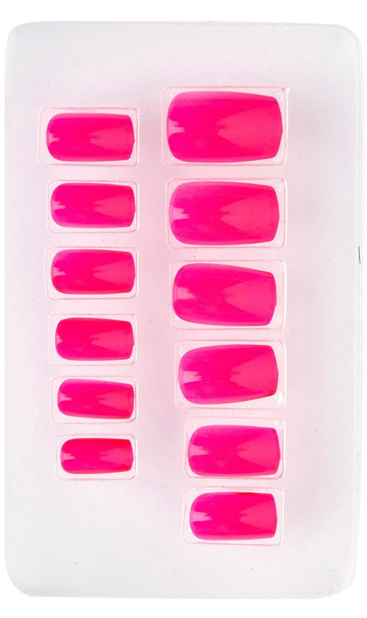 Kit 12 Faux Ongles Fuchsia Fluorescent