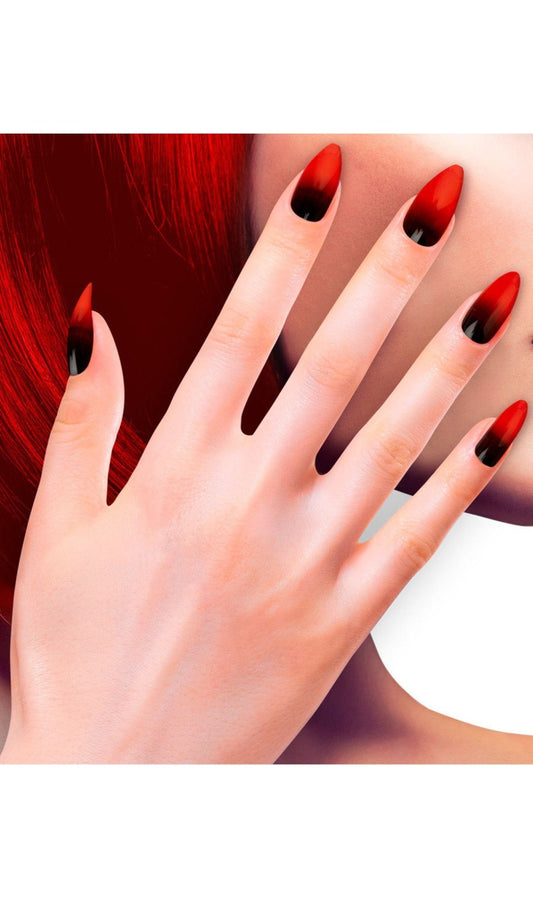 Kit 12 Faux Ongles Rouge et Noir