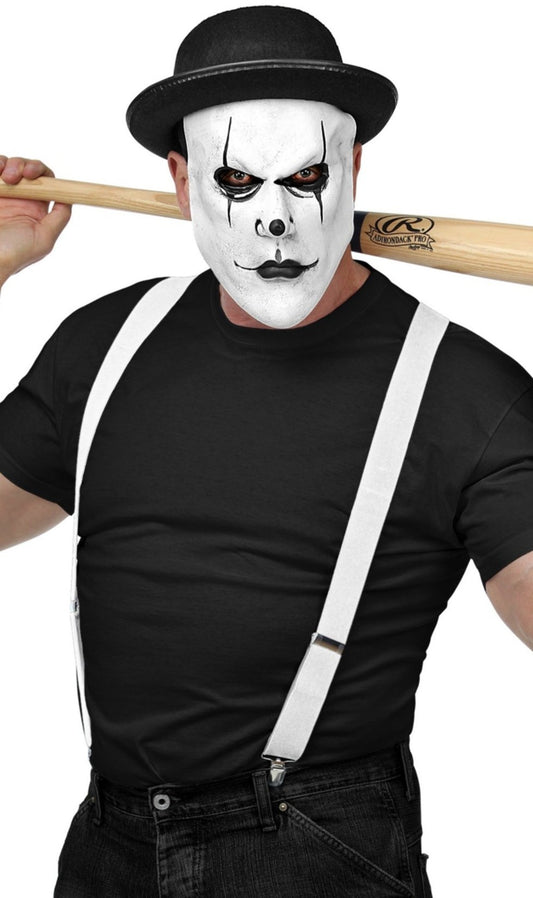 Masque en Latex de Mime avec Chapeau Melon