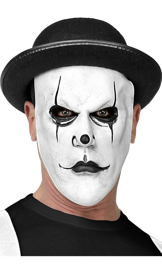 Masque en Latex de Mime avec Chapeau Melon