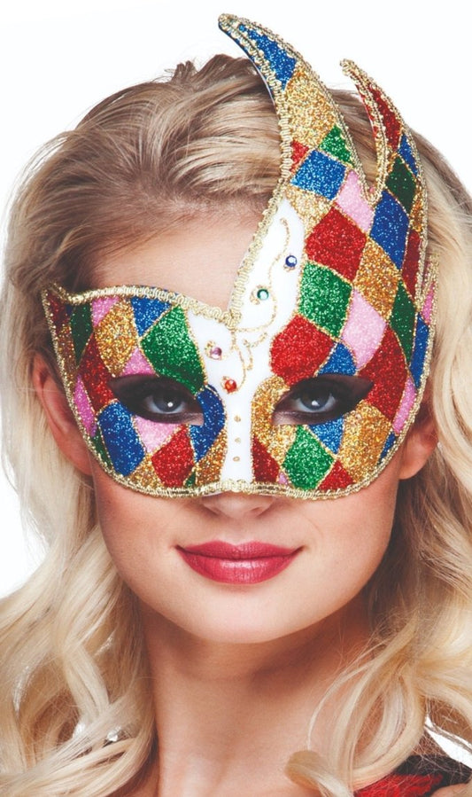 Masque Vénitien Arlequin Multicolore