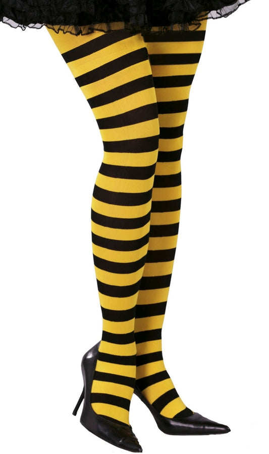 Collants Rayés Noirs et Jaunes Éco