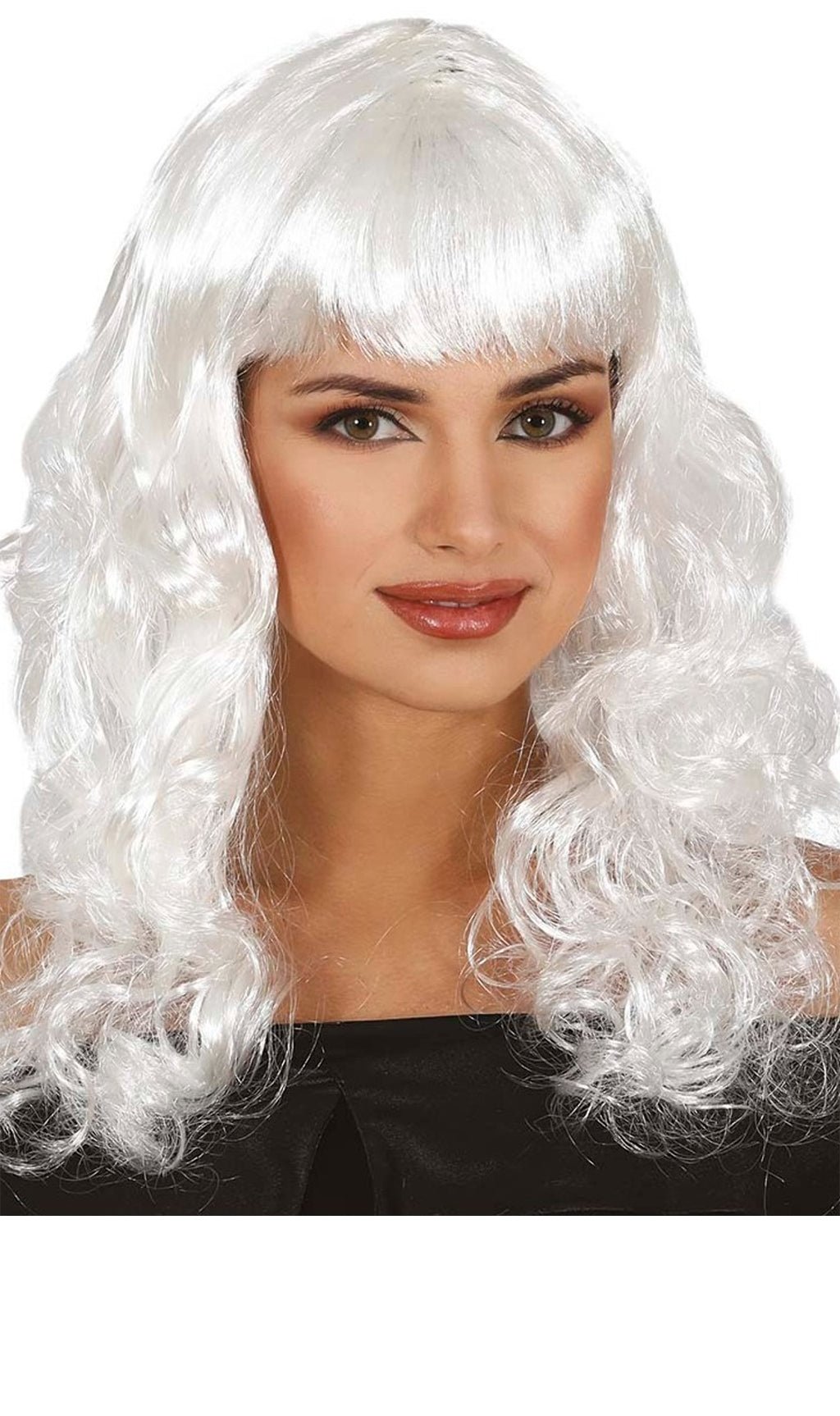 Perruque Blanche Cheveux Longs avec Frange