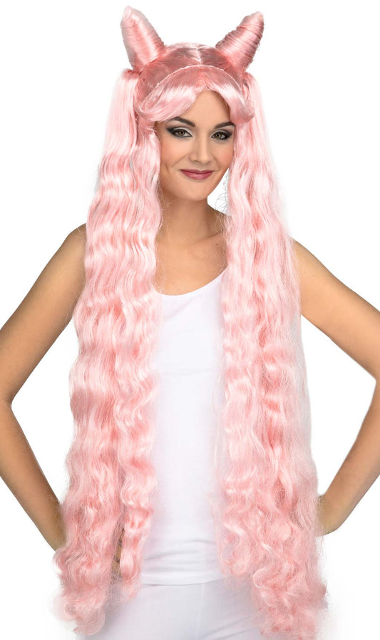 Perruque Manga Longue Rose