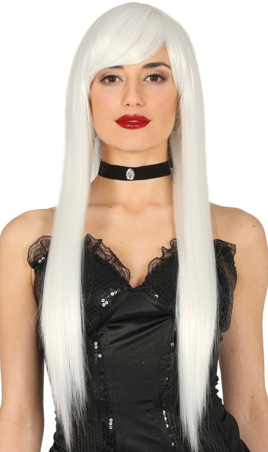 Perruque de Cheveux Long Blanc