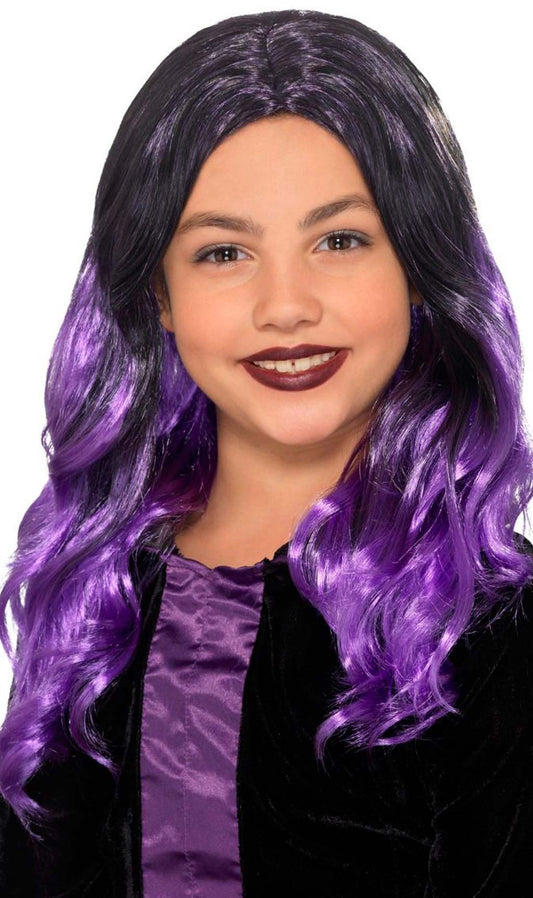 Perruque Noire et Violette pour enfant