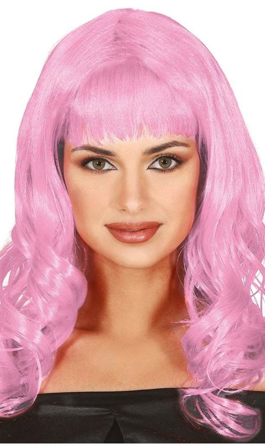 Perruque Rose Longue avec Frange