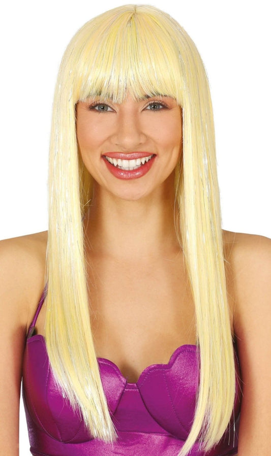 Perruque Longue Blonde avec Frange