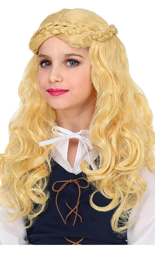 Perruque Blonde Médiévale pour enfant