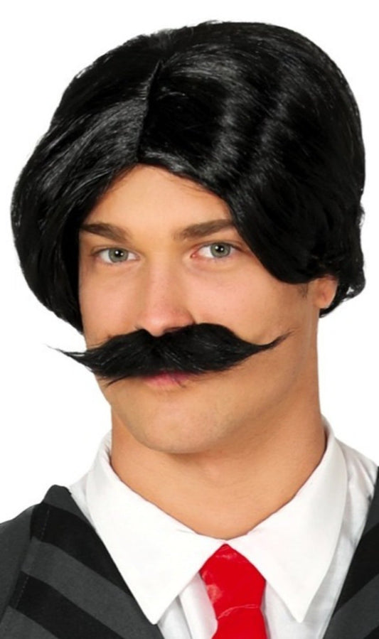 Perruque et moustache noires