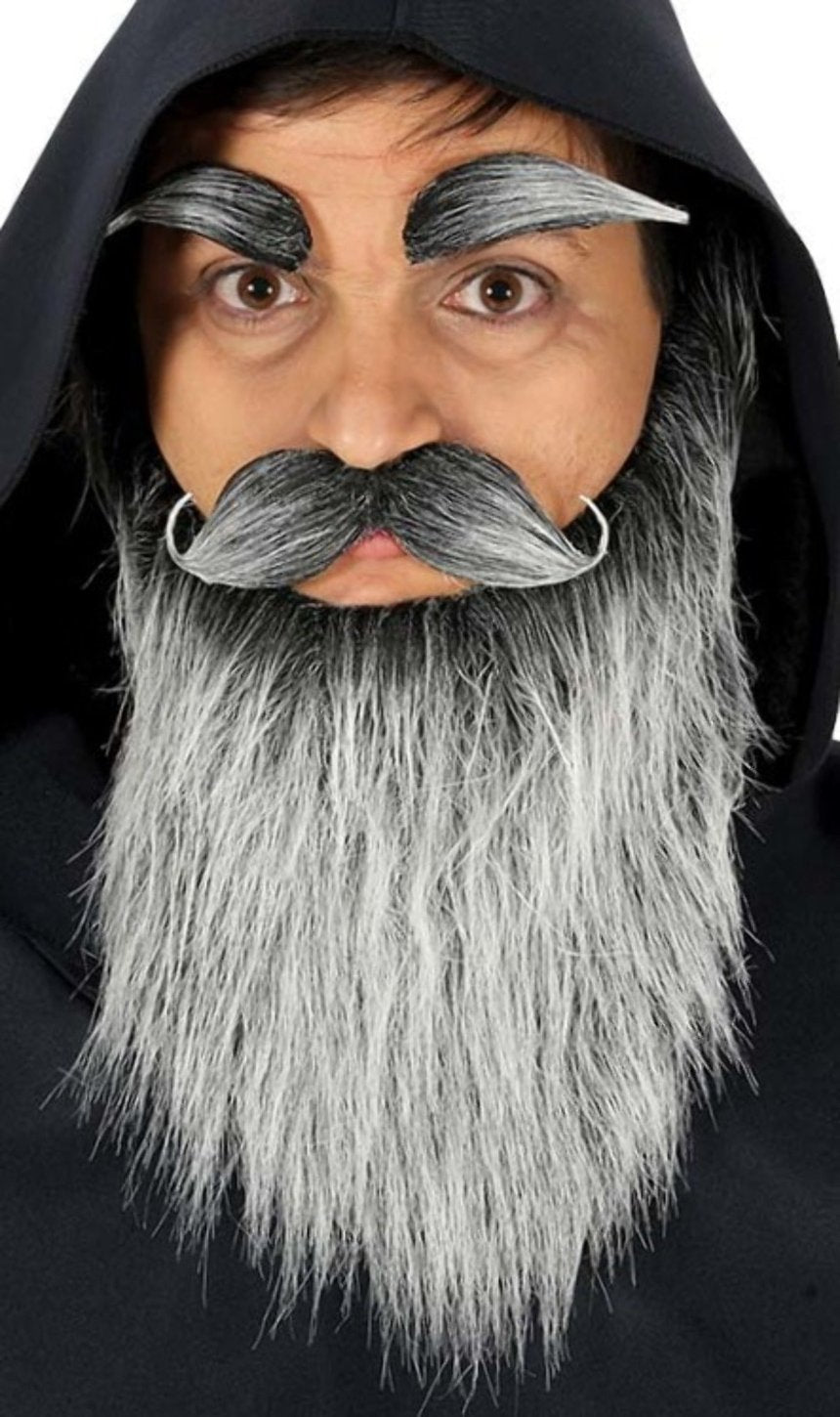 Set Barbe Moustache et Sourcils Gris
